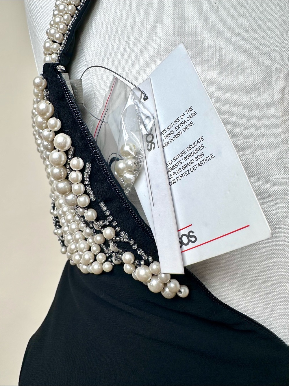 ASOS Pearl & Sequin Embellished Open Back Halter Midi Dress NWT Size 0 - Picture 10 of 15